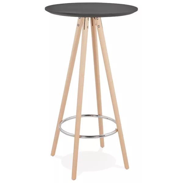 Table haute mange-debout design CHLOE en bois pieds bois couleur naturelle (noir)