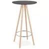 Table haute mange-debout design CHLOE en bois pieds bois couleur naturelle (noir)