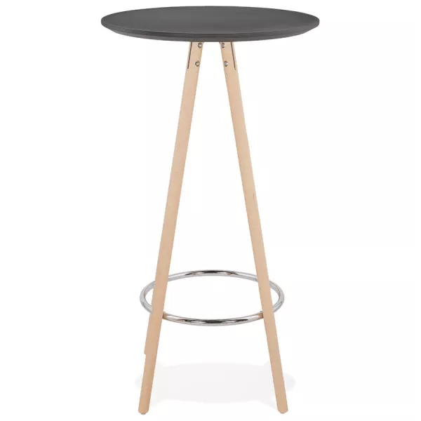 Table haute mange-debout design CHLOE en bois pieds bois couleur naturelle (noir)