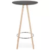 Table haute mange-debout design CHLOE en bois pieds bois couleur naturelle (noir)