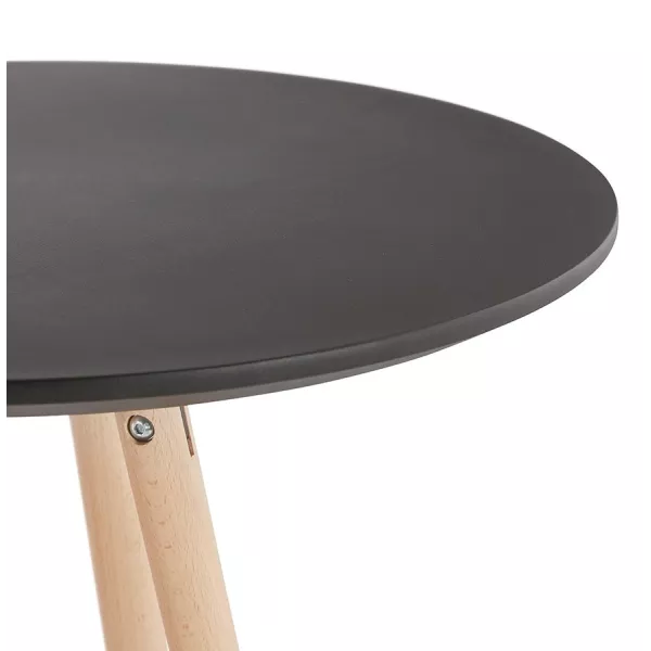 Table haute mange-debout design CHLOE en bois pieds bois couleur naturelle (noir)