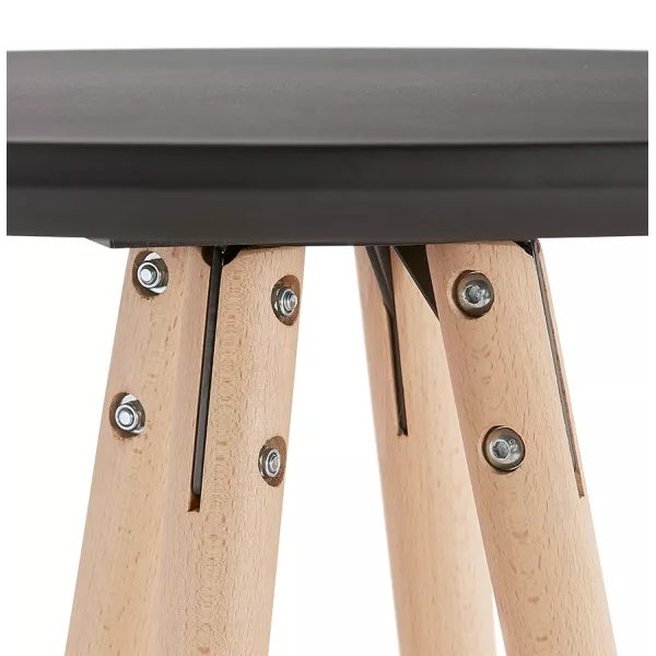 Table haute mange-debout design CHLOE en bois pieds bois couleur naturelle (noir)