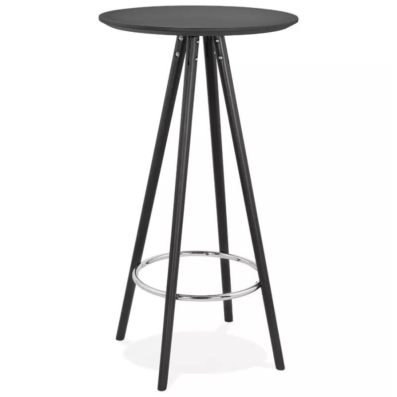 Table haute mange-debout design CHLOE en bois pieds bois noir (noir)