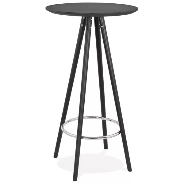 Table haute mange-debout design CHLOE en bois pieds bois noir (noir)