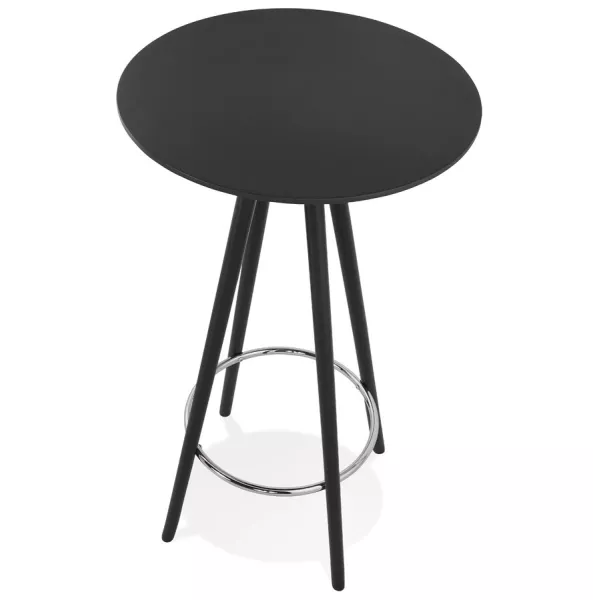 Table haute mange-debout design CHLOE en bois pieds bois noir (noir)