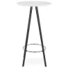 Table haute mange-debout design CHLOE en bois pieds bois noir (blanc)