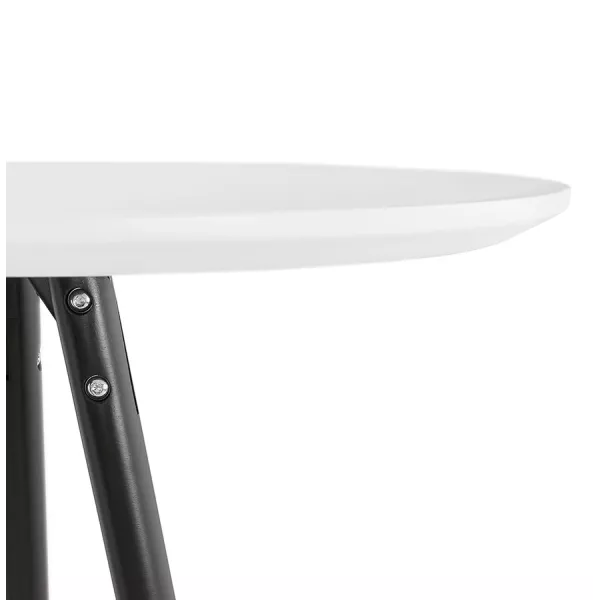 Table haute mange-debout design CHLOE en bois pieds bois noir (blanc)