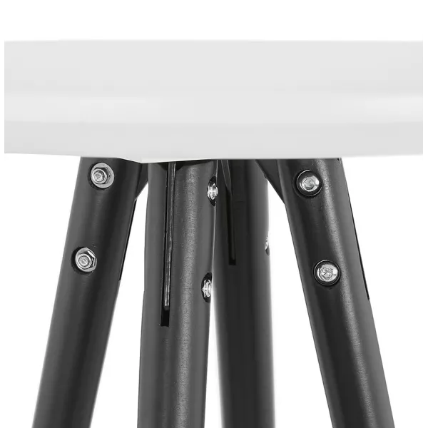 Table haute mange-debout design CHLOE en bois pieds bois noir (blanc)