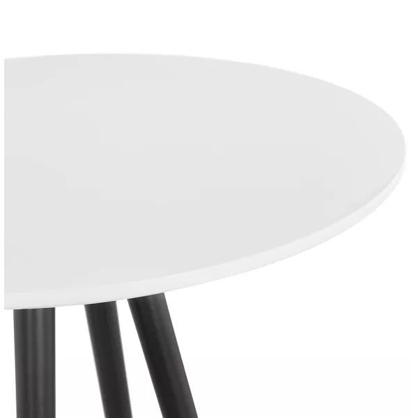 Table haute mange-debout design CHLOE en bois pieds bois noir (blanc)