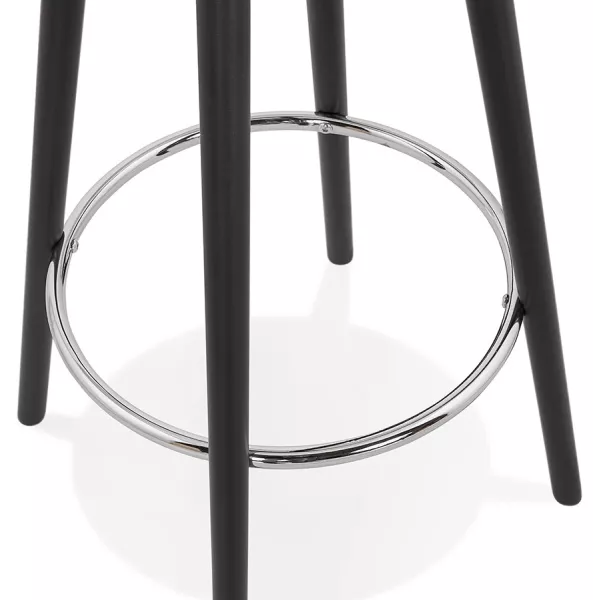 Table haute mange-debout design CHLOE en bois pieds bois noir (blanc)