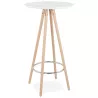 Table haute mange-debout design CHLOE en bois pieds bois couleur naturelle (blanc)