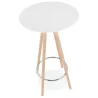 Table haute mange-debout design CHLOE en bois pieds bois couleur naturelle (blanc)