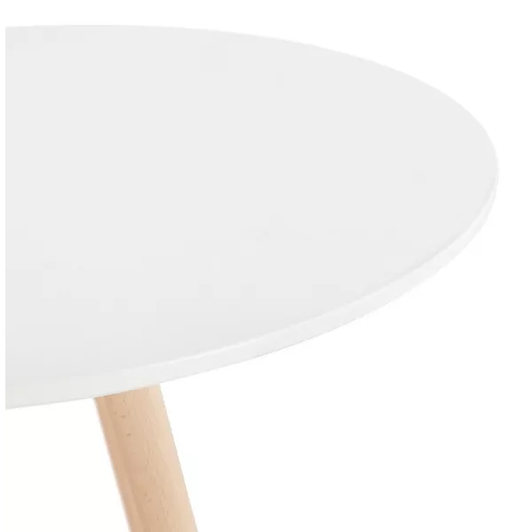 Table haute mange-debout design CHLOE en bois pieds bois couleur naturelle (blanc)