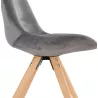 Chaise design scandinave en velours pieds couleur naturelle ALINA (gris)