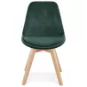 Chaise design scandinave en velours pieds couleur naturelle LEONORA (vert) à associer à Chaises En Bois Massif De Haute Qualité