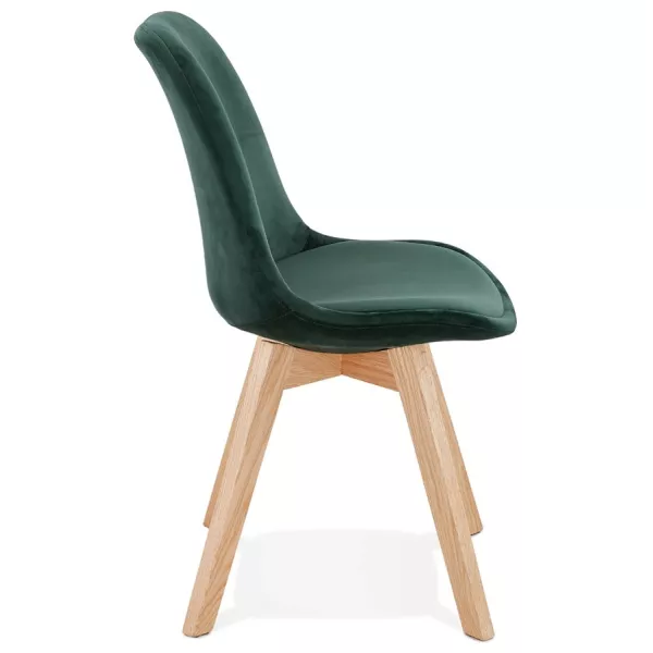 LeONORA Natural-coloured Feet Velvet Design Chair (green) to associate with Modern Chairs For An Elegant Interior