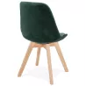 Chaise design scandinave en velours pieds couleur naturelle LEONORA (vert) à associer à Chaises En Bois Massif De Haute Qualité