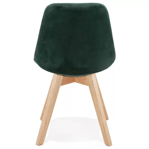 Chaise design scandinave en velours pieds couleur naturelle LEONORA (vert) à associer à Chaises Design Pour Salle À Manger