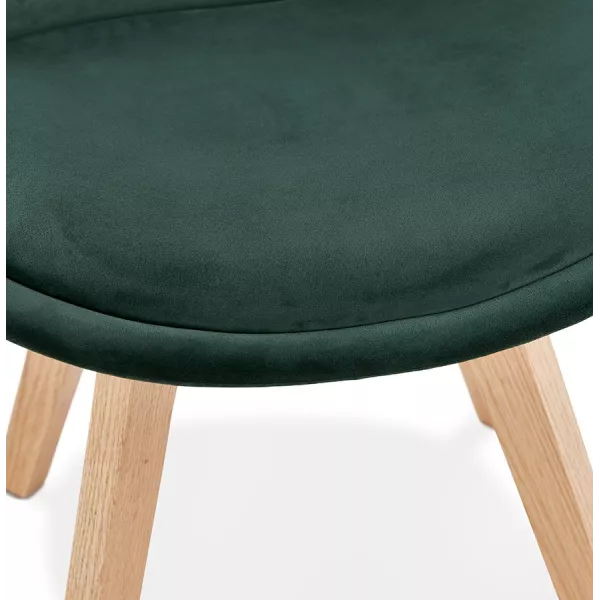 LeONORA Natural-coloured Feet Velvet Design Chair (green) to associate with High Quality Solid Wood Chairs