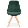 Chaise design scandinave en velours pieds couleur naturelle ALINA (vert)