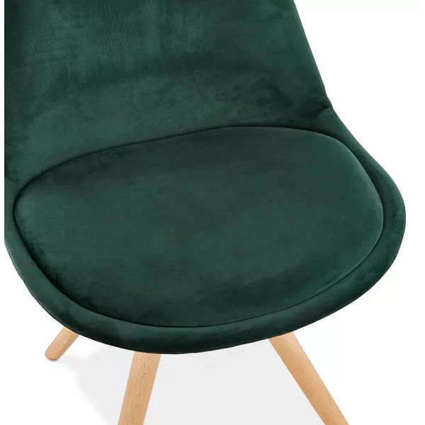 Chaise design scandinave en velours pieds couleur naturelle ALINA (vert)