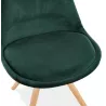 Chaise design scandinave en velours pieds couleur naturelle ALINA (vert)