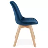 Chaise design scandinave en velours pieds couleur naturelle LEONORA (bleu)