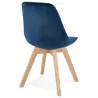 Chaise design scandinave en velours pieds couleur naturelle LEONORA (bleu)