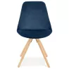 Chaise design scandinave en velours pieds couleur naturelle ALINA (bleu)