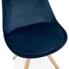 Chaise design scandinave en velours pieds couleur naturelle ALINA (bleu)