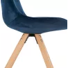 Chaise design scandinave en velours pieds couleur naturelle ALINA (bleu)