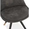 Chaise vintage et rétro en microfibre pieds noirs et dorés SERAPHIN (gris foncé)