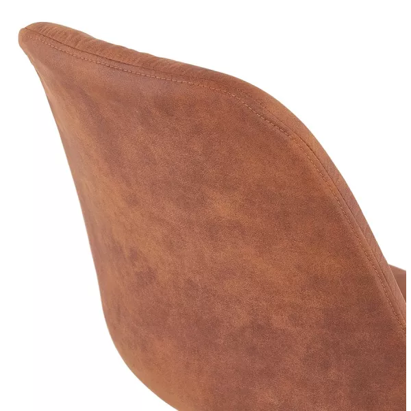 Chaise design et vintage en microfibre pieds noirs THARA (marron)