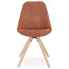 Chaise design scandinave en microfibre pieds couleur naturelle SOLEA (marron)