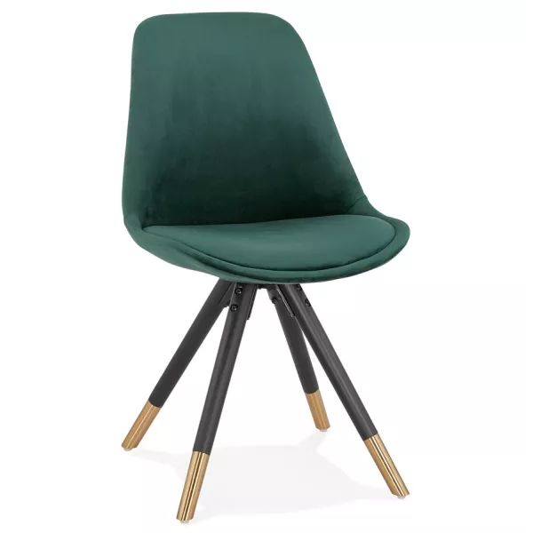 SUZON vintage and retro black and gold foot chair (green) to associate with High Quality Solid Wood Chairs