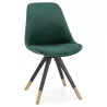 SUZON vintage and retro black and gold foot chair (green) to associate with High Quality Solid Wood Chairs