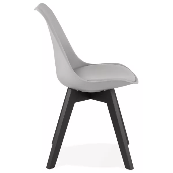 Chaise design pieds bois noir MAILLY (gris)