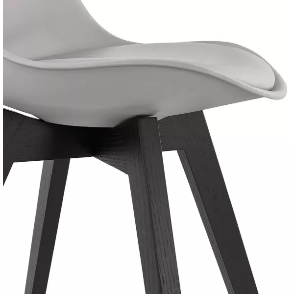 Chaise design pieds bois noir MAILLY (gris)