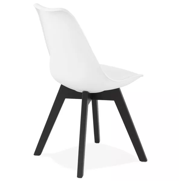 Chaise design pieds bois noir MAILLY (blanc)