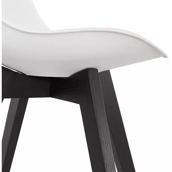 Chaise design pieds bois noir MAILLY (blanc)