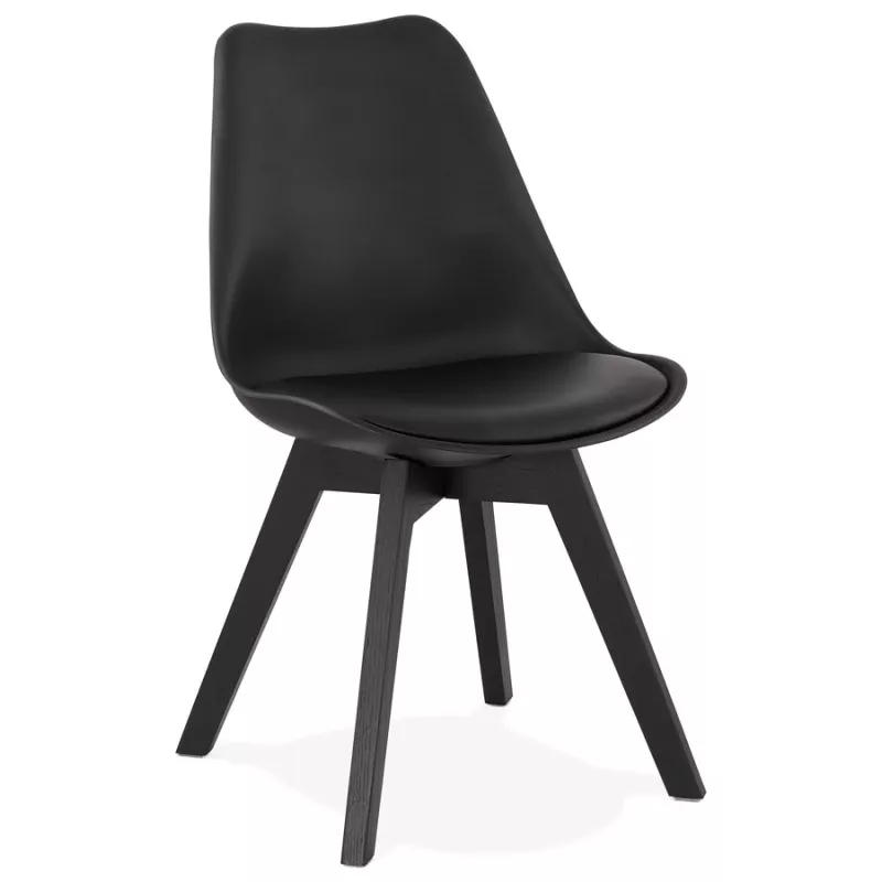 Chaise design pieds bois noir MAILLY (noir)