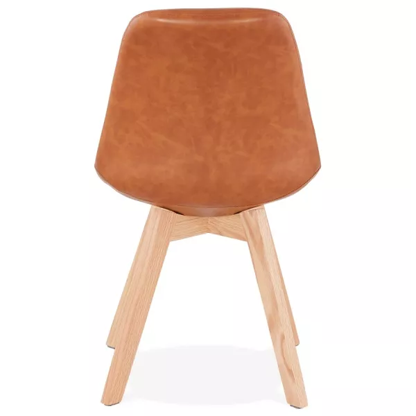 Vintage chair and industrial wooden feet natural finish MANUELA (brown) to associate with Comfortable Chairs For Office