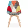 Chaise bohème patchwork en tissu pieds bois finition naturelle MARIKA (multicolore)