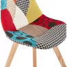 Chaise bohème patchwork en tissu pieds bois finition naturelle MARIKA (multicolore)