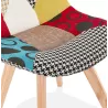 Chaise bohème patchwork en tissu pieds bois finition naturelle MARIKA (multicolore)