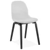 Chaise design et contemporaine en tissu pieds bois noirs MARTINA (gris clair)