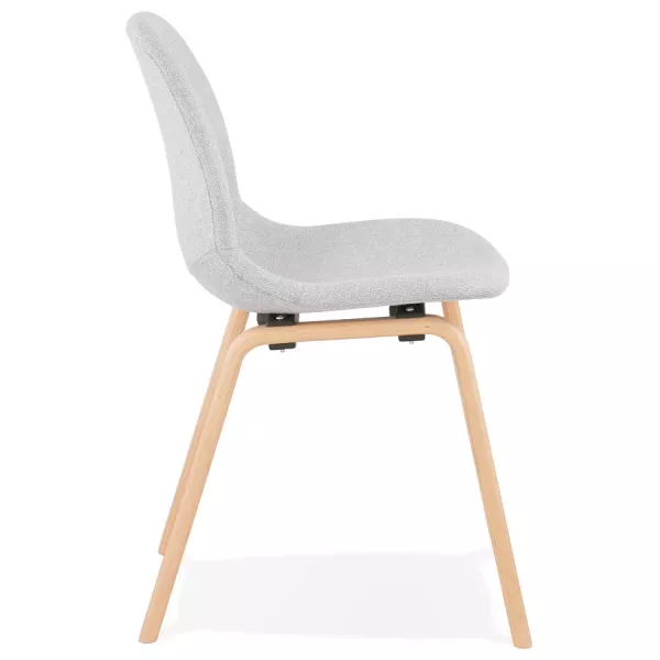 Chaise design et scandinave en tissu pieds bois finition naturelle MARTINA (gris clair)