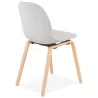 Chaise design et scandinave en tissu pieds bois finition naturelle MARTINA (gris clair)