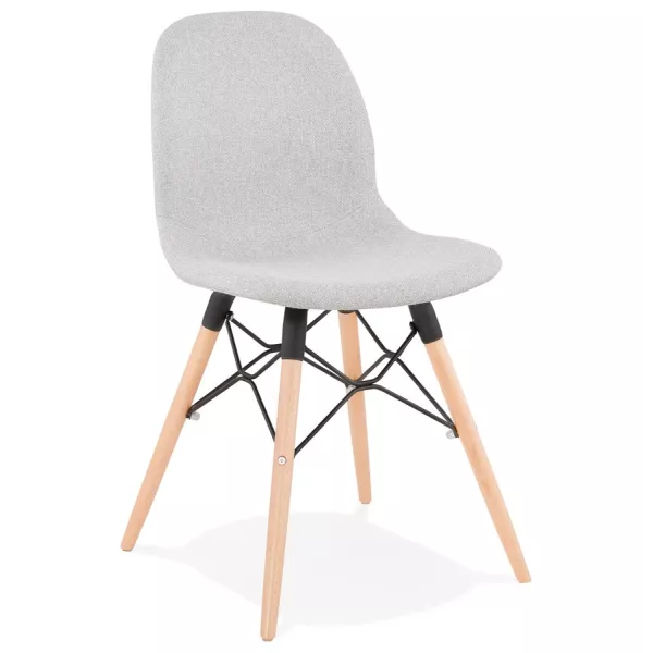 Design chair and Scandinavian fabric feet wood natural finish and black MASHA (light grey) to associate with High Quality Solid 