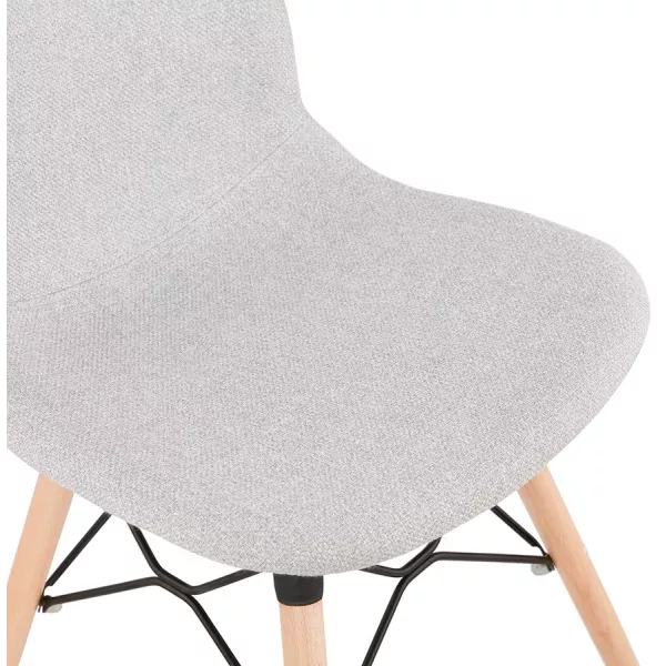 Chaise design et scandinave en tissu pieds bois finition naturelle et noir MASHA (gris clair) à associer à Chaises Empilables Po